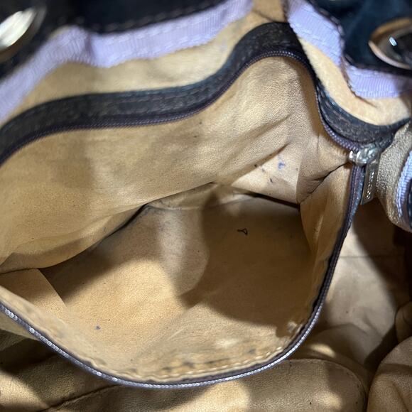 $1850 Jimmy Choo Black Bronze Suede Metallic Ramona Tote Shoulder Bag - Picture 12 of 15